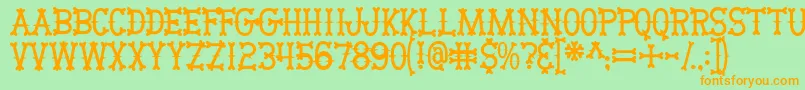 Bikerbones Font – Orange Fonts on Green Background