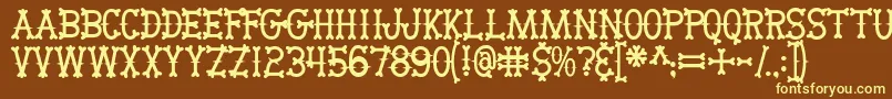 Bikerbones-fontti – keltaiset fontit ruskealla taustalla