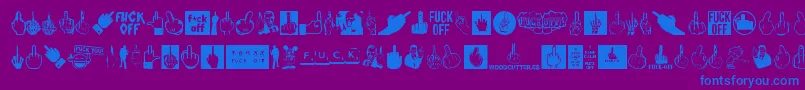 FuckOff-Schriftart – Blaue Schriften auf violettem Hintergrund