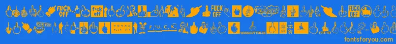 Police FuckOff – polices orange sur fond bleu