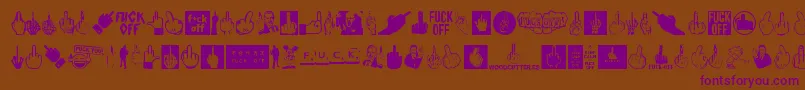 FuckOff-Schriftart – Violette Schriften auf braunem Hintergrund