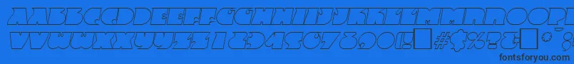 Шрифт FrenzyoutlineItalic – чёрные шрифты на синем фоне