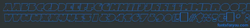フォントFrenzyoutlineItalic – 黒い背景に青い文字