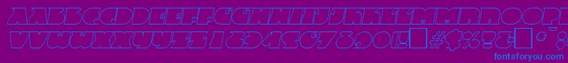 フォントFrenzyoutlineItalic – 紫色の背景に青い文字