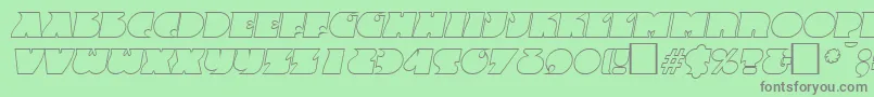 Fonte FrenzyoutlineItalic – fontes cinzas em um fundo verde