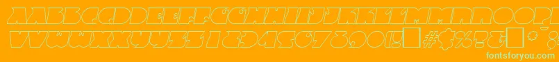 FrenzyoutlineItalic-Schriftart – Grüne Schriften auf orangefarbenem Hintergrund