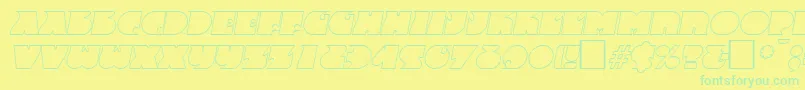 FrenzyoutlineItalic-fontti – vihreät fontit keltaisella taustalla