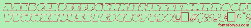 FrenzyoutlineItalic-Schriftart – Rote Schriften auf grünem Hintergrund