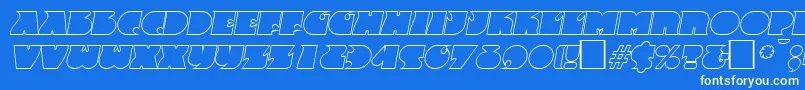 FrenzyoutlineItalic-fontti – keltaiset fontit sinisellä taustalla