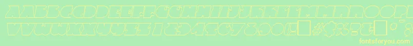 FrenzyoutlineItalic-Schriftart – Gelbe Schriften auf grünem Hintergrund