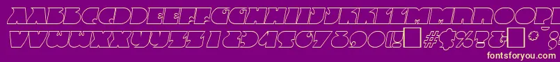 Fonte FrenzyoutlineItalic – fontes amarelas em um fundo roxo