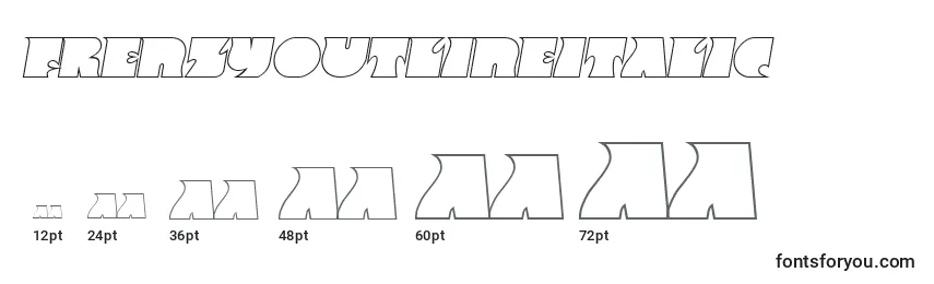 Размеры шрифта FrenzyoutlineItalic