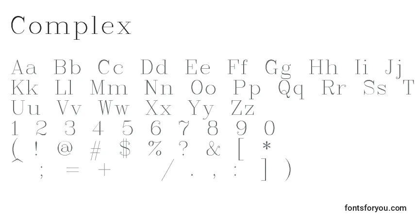 Schriftart Complex – Alphabet, Zahlen, spezielle Symbole