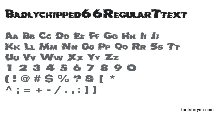 Czcionka Badlychipped66RegularTtext – alfabet, cyfry, specjalne znaki