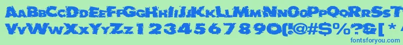 Badlychipped66RegularTtext Font – Blue Fonts on Green Background