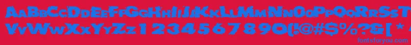 Badlychipped66RegularTtext-Schriftart – Blaue Schriften auf rotem Hintergrund
