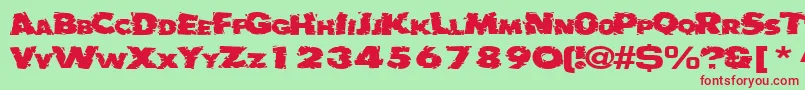 フォントBadlychipped66RegularTtext – 赤い文字の緑の背景
