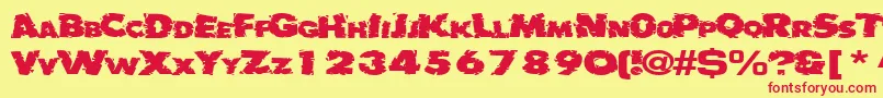 フォントBadlychipped66RegularTtext – 赤い文字の黄色い背景