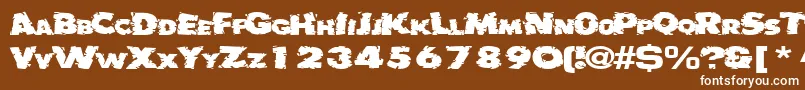Badlychipped66RegularTtext-Schriftart – Weiße Schriften auf braunem Hintergrund
