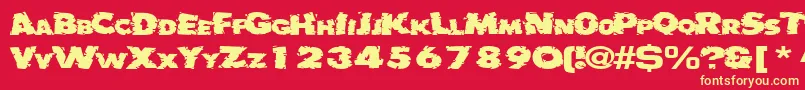 フォントBadlychipped66RegularTtext – 黄色の文字、赤い背景