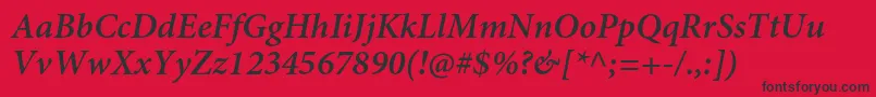 MinionproSemiboldit Font – Black Fonts on Red Background