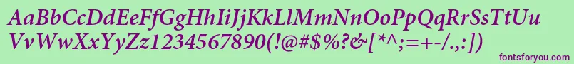 MinionproSemiboldit Font – Purple Fonts on Green Background