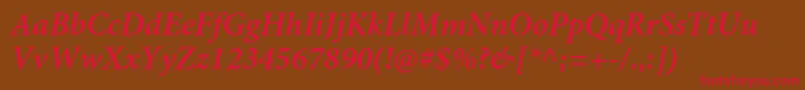 MinionproSemiboldit Font – Red Fonts on Brown Background