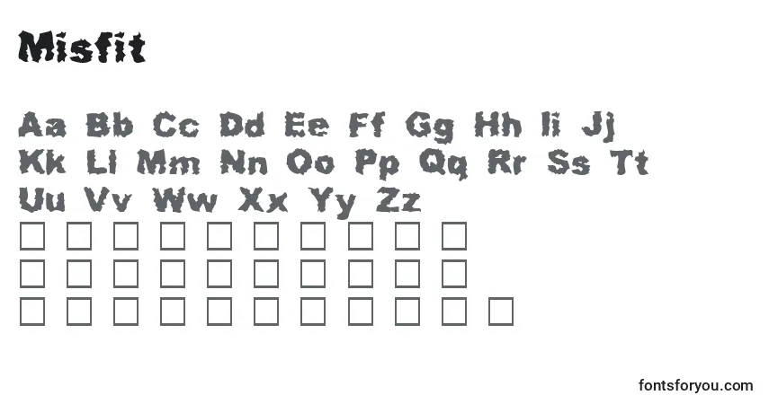 Czcionka Misfit – alfabet, cyfry, specjalne znaki