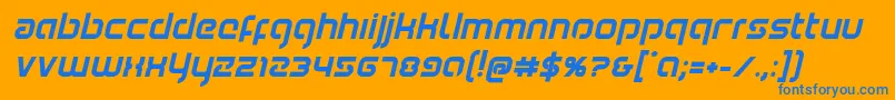 フォントYoungerbloodboldital – オレンジの背景に青い文字