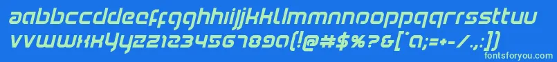 Youngerbloodboldital-Schriftart – Grüne Schriften auf blauem Hintergrund