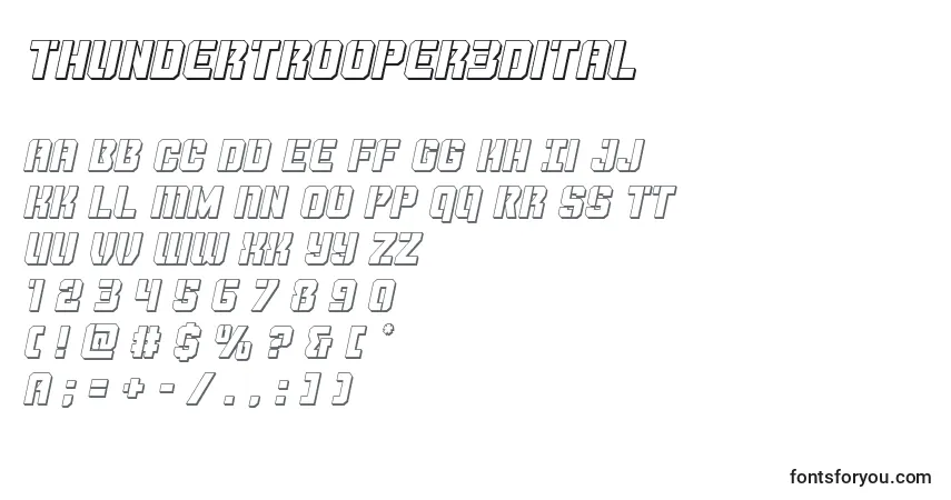 Thundertrooper3Ditalフォント–アルファベット、数字、特殊文字