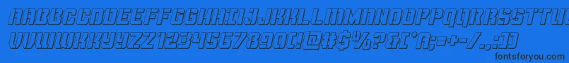 Thundertrooper3Dital-Schriftart – Schwarze Schriften auf blauem Hintergrund