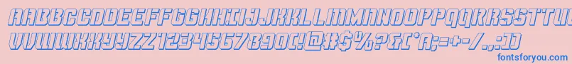 Thundertrooper3Dital-Schriftart – Blaue Schriften auf rosa Hintergrund