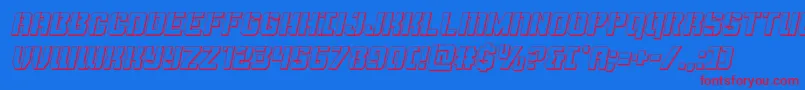 Thundertrooper3Dital-Schriftart – Rote Schriften auf blauem Hintergrund