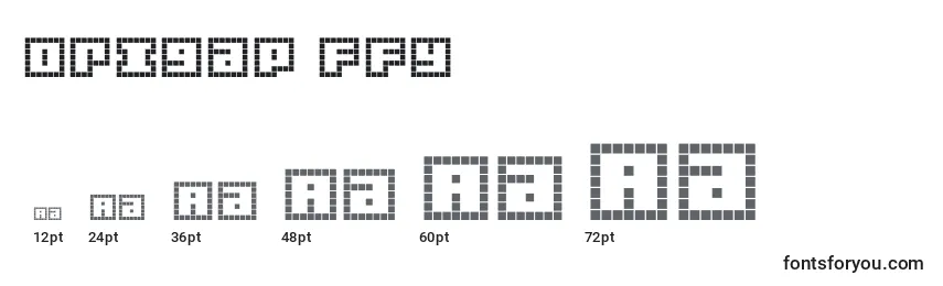 Размеры шрифта Origap ffy