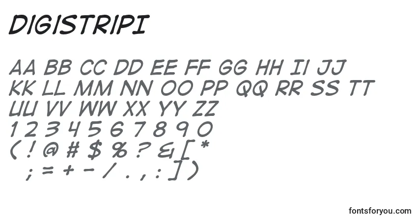 Schriftart DigistripI – Alphabet, Zahlen, spezielle Symbole