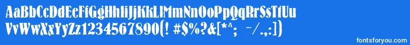 Bernhardroughc-Schriftart – Weiße Schriften auf blauem Hintergrund
