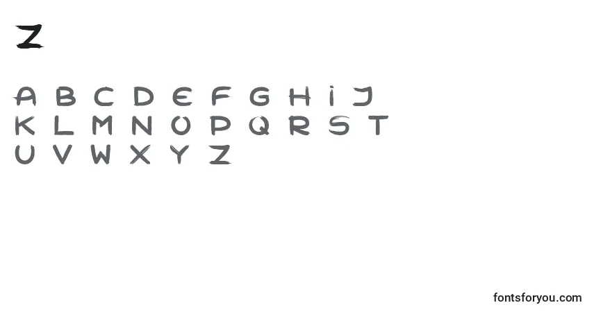 Czcionka Zombiemorning – alfabet, cyfry, specjalne znaki