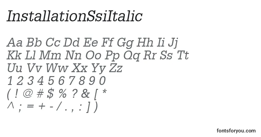 A fonte InstallationSsiItalic – alfabeto, números, caracteres especiais