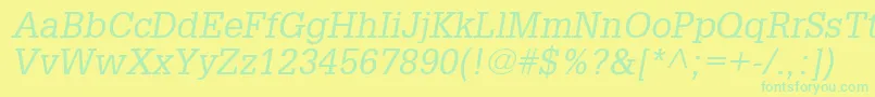 Fonte InstallationSsiItalic – fontes verdes em um fundo amarelo