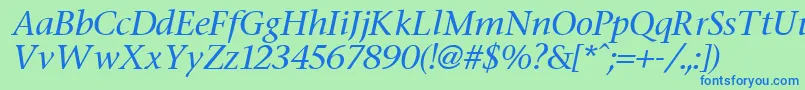 FasseItalic Font – Blue Fonts on Green Background