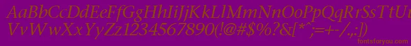 Fonte FasseItalic – fontes marrons em um fundo roxo