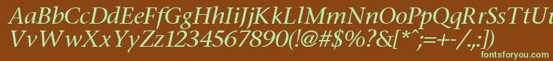 FasseItalic-Schriftart – Grüne Schriften auf braunem Hintergrund