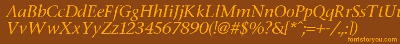 FasseItalic Font – Orange Fonts on Brown Background