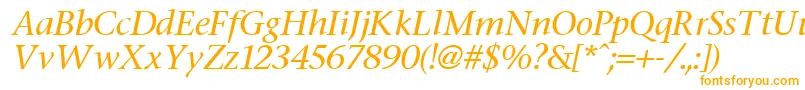 FasseItalic-Schriftart – Orangefarbene Schriften auf weißem Hintergrund