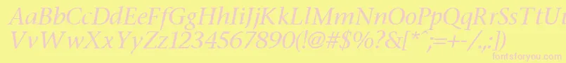 FasseItalic-Schriftart – Rosa Schriften auf gelbem Hintergrund
