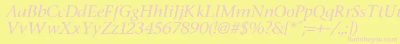 Fonte FasseItalic – fontes rosa em um fundo amarelo