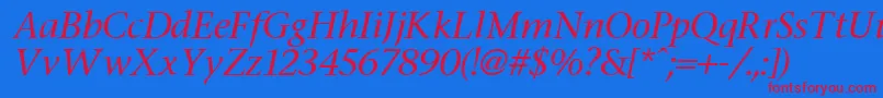 FasseItalic Font – Red Fonts on Blue Background