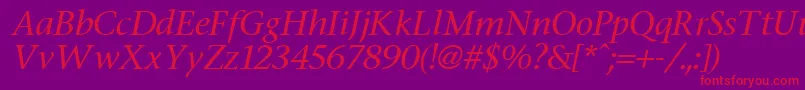 Fonte FasseItalic – fontes vermelhas em um fundo violeta