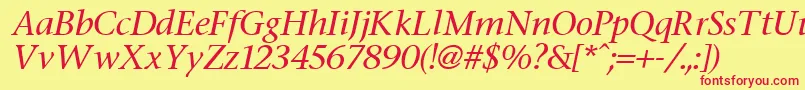 FasseItalic-fontti – punaiset fontit keltaisella taustalla